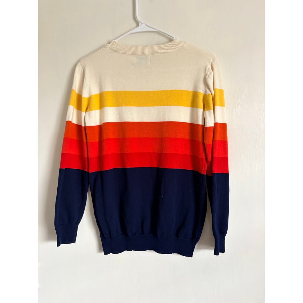 Oxknit Retro Ringer Striped Crewneck Pullover Sweater Medium Dopamine Indie - Picture 2 of 6